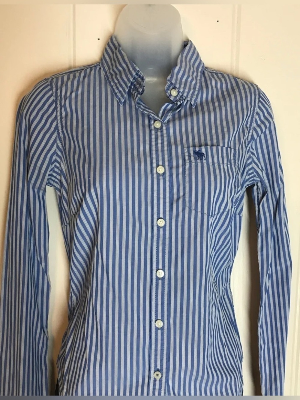 Abercrombie & Fitch LS Blue & White Stripe Button Down Blouse
Small 4 - 6
Pocket - Picture 10 of 16